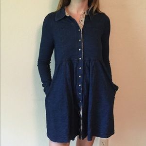 🦋🌎FREE PEOPLE DENIM DRESS SHORT POCKETS SZ XS🦋